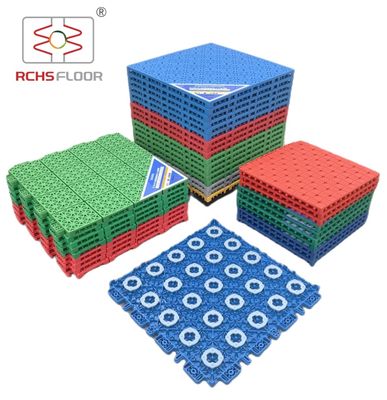 China fabricación fábrica azulejos deportivos material de polipropileno con 52% de absorción de golpes