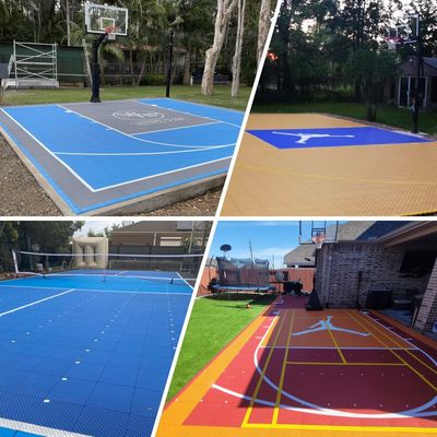 Suelos deportivos al aire libre con 32% de absorción de golpes y personalización proporcionada